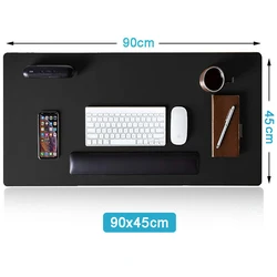 Large Waterproof Non - Slip PU Leather Desk Pad and Mouse Mat (90x45cm Black)
