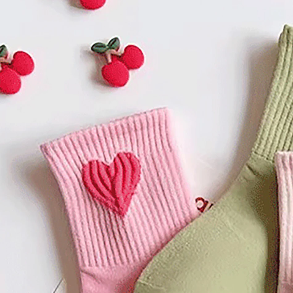 Girls Heart Socks Set 6