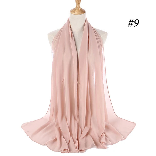 Musulman en mousseline de soie Hijab femmes bulle en mousseline de soie écharpe pour femmes dames voile musulman Islam couleur unie malaisie Musulman Wrap foulards