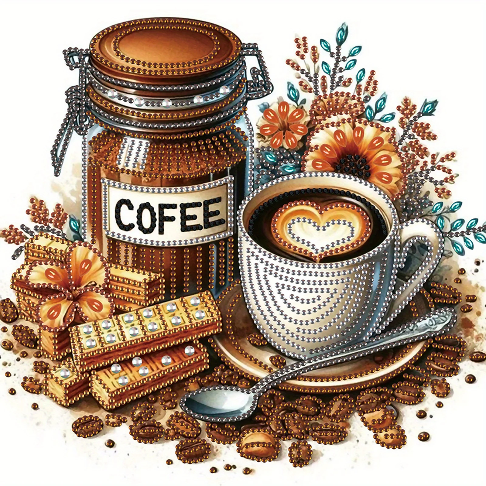 DIY Delicious coffee 5D Special Shape Diamond Art Kits for Beginners Diamond Art Painting Kits for Home Wall Decoration Gift