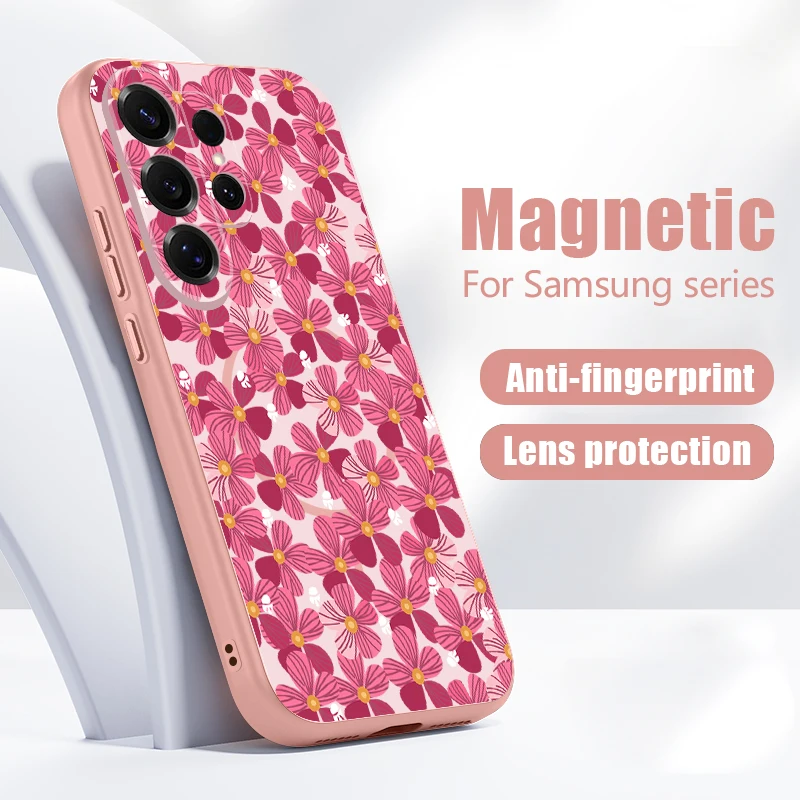 Magnetic Colorful Flower Hard Cover Phone Case