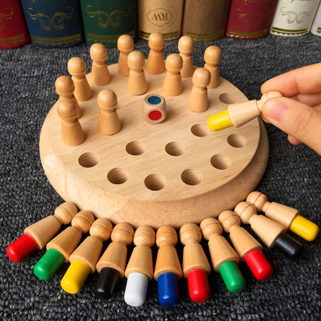Kids Game Wooden Memory Match Stick Chess Fun Block Board Game Montessori Educational Color Cognitive Ability Toys For Children 1