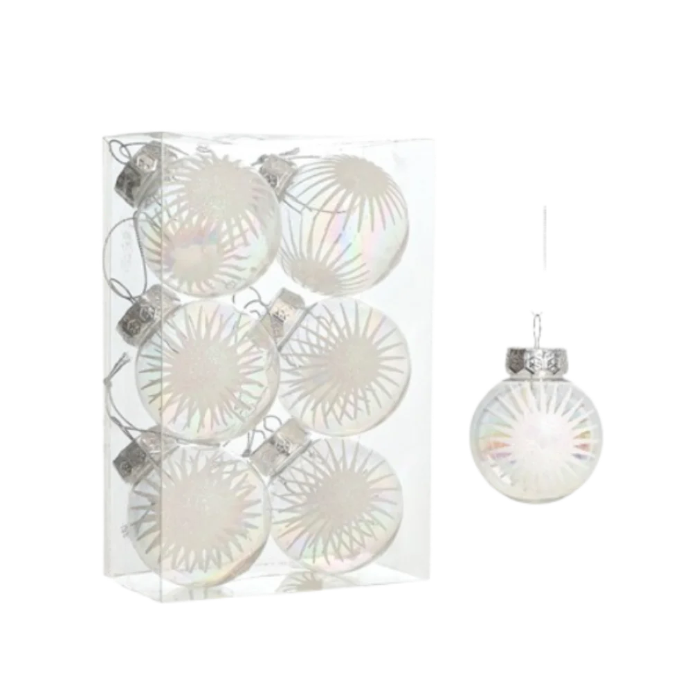 thumbnail image 1 of Juego de 6 bolas navideñas de plástico irrompibles de 6 cm, coloridas, para colgar en la pared, elegantes y reutilizables, para decorar la Navidad, 1 of 5