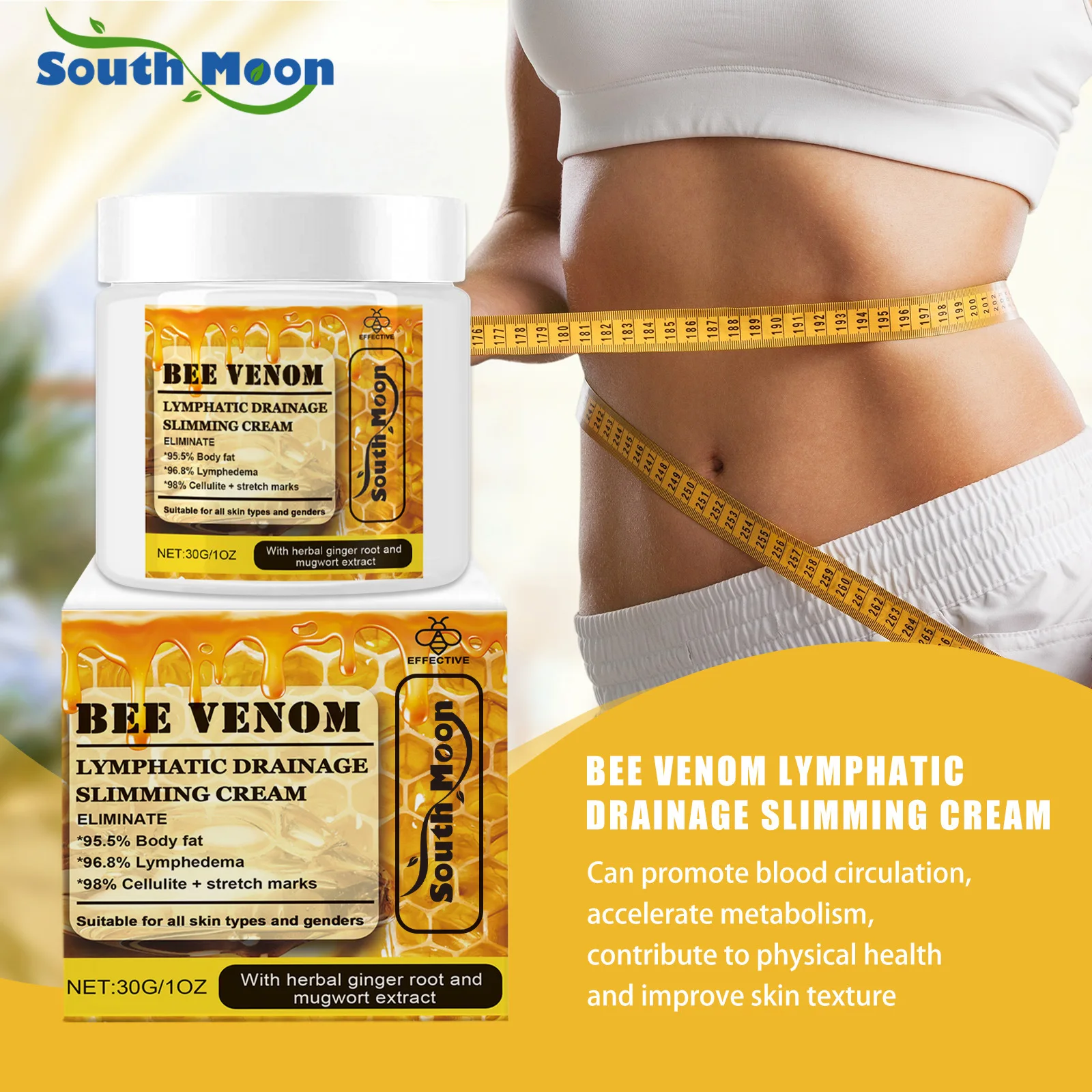 Bee Venom Lymphatic Drainage Cream Firming Body Detox Eliminate Edema Remove Cellulite Fast Fat Burning W-Eight Loss Products