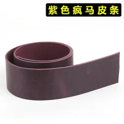 Handcrafted Genuine Crazy Horse Leather Strap and Fabric Strip - 5x130cm (PURPLE)
