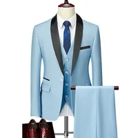 Men Autumn Wedding Party Three Pieces Jacket Trousers Set Large Size 5XL 6XL Male Blazer Coat Pants Vest Fashion Slim Fit Suit 1