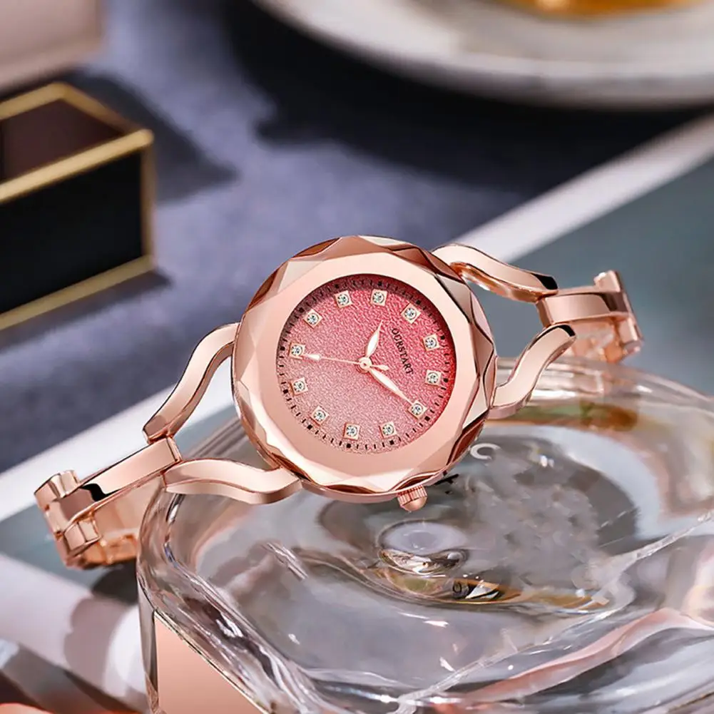 

Chic Gradient Dial Watch Elegant Ladies Quartz Watch with Gradient Color Dial Rhinestone Strap High Accuracy for Women