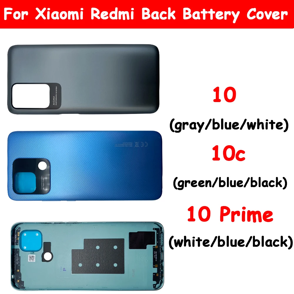 

5Pcs For Xiaomi Redmi 10C / 10 Prime Original Battery Cover Door Back Housing Rear Case Replacement Parts With Logo Xiami