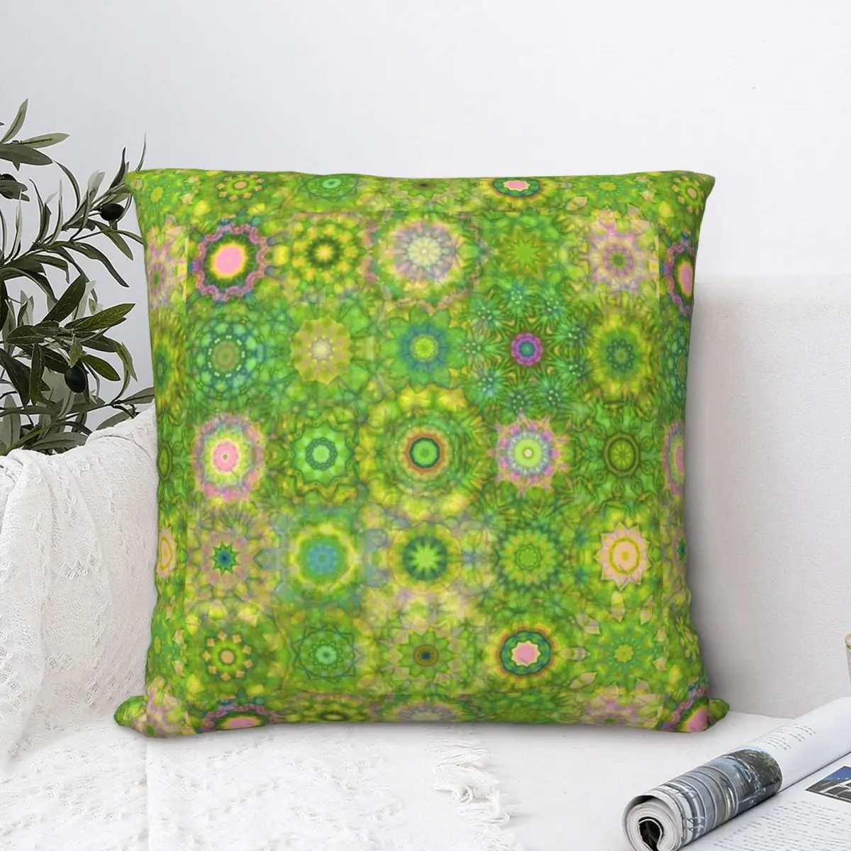 

Mandala Starbursts Kaleidoscope Square Pillowcase Polyester Pillow Cover Velvet Cushion Zip Decorative Comfort Throw Pillow sofa