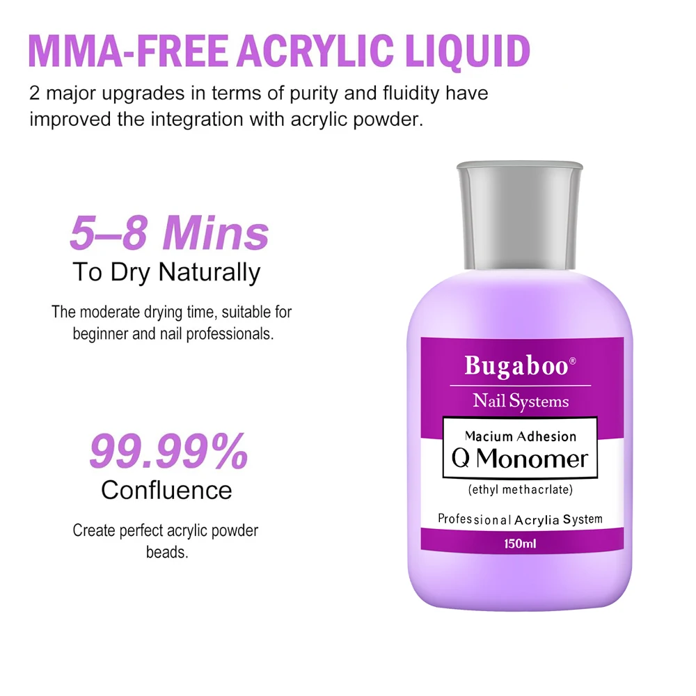150ML Acrylic Liquid Monomer EMA Acrylic Monomer Liquid for Acrylic Powder 3-8min Nature Dry Nail Tips Extension Build Supplies 3