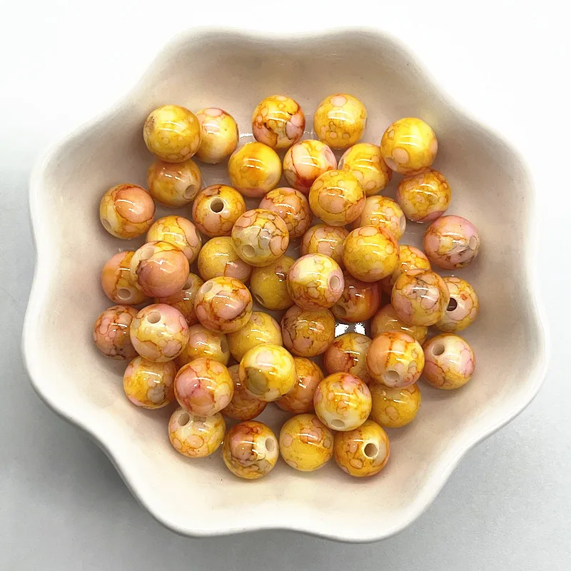 50-200pcs 8mm 꽃 라운드 아크릴 비즈 보석에 대 한 느슨한 스페이서 비즈 DIY 수 제 의류 액세서리 만들기