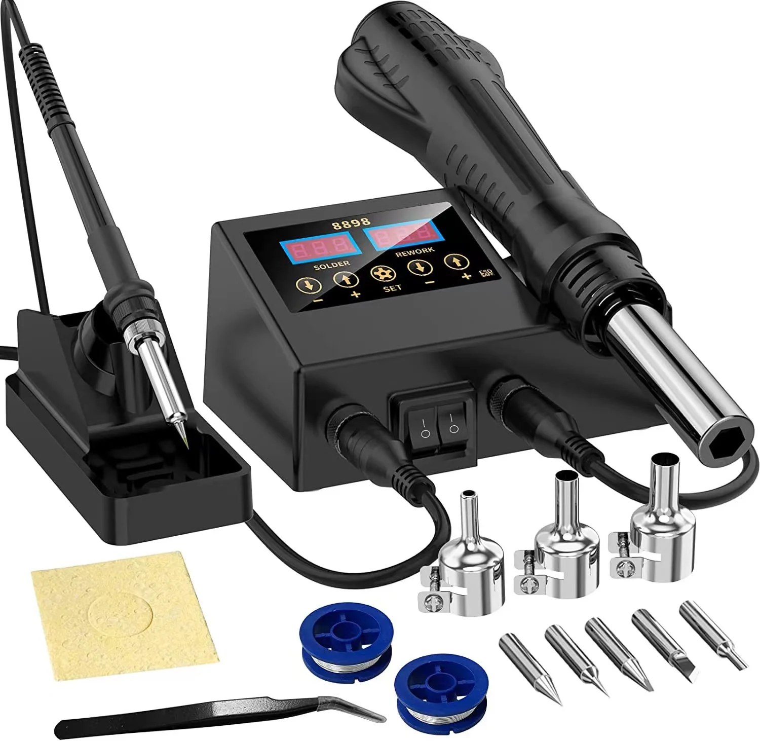 

Hot air desoldering station hot air gun desoldering station 2-in-1 8898 lead-free electric soldering iron handle repair