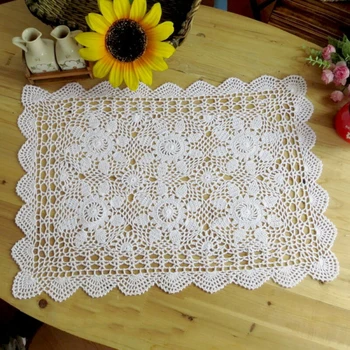 Vintage Rectangle Crochet Table Cloth Small Cotton Tablecloth 40x60cm Table Lace Cover Wedding Valentine's Day Table Decor