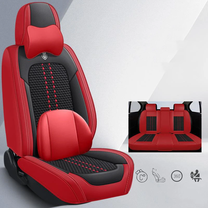 thumbnail image 1 of Juego completo de fundas universales de cuero para asientos de coche, 5 asientos, accesorios para el interior del coche, 1 of 5