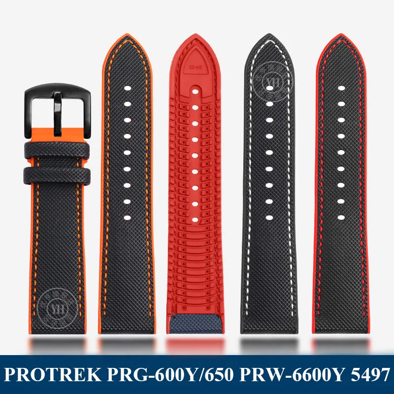 Cinturino Per Orologio In Silicone Di Nylon Da 24Mm Per Casio Protrek Prw-6600 Prg-600Y Prg-650 Prg-600 5497 Accessori Per Orologi Da Uomo In Gomma Di