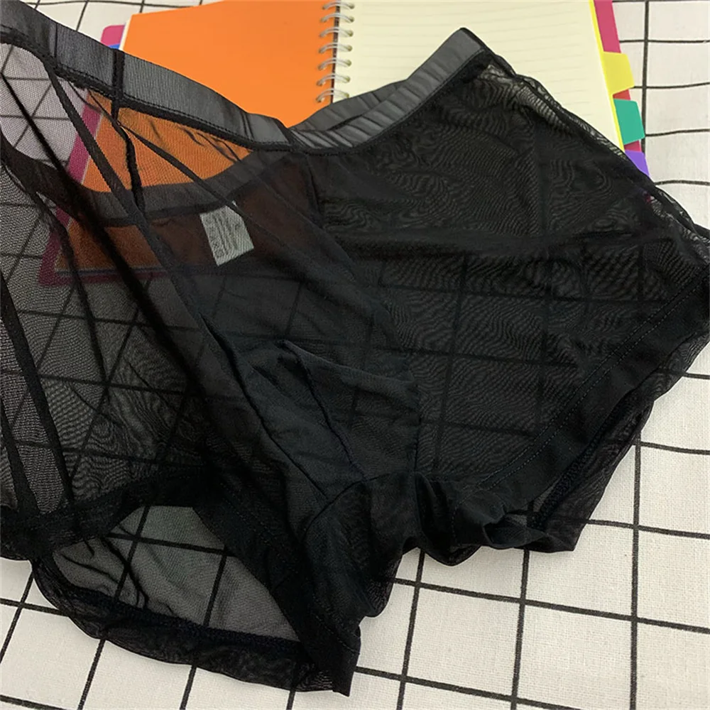 Mens Underwear Transparent Boxers See Through Male Low Waist Panties Lingerie Intimates