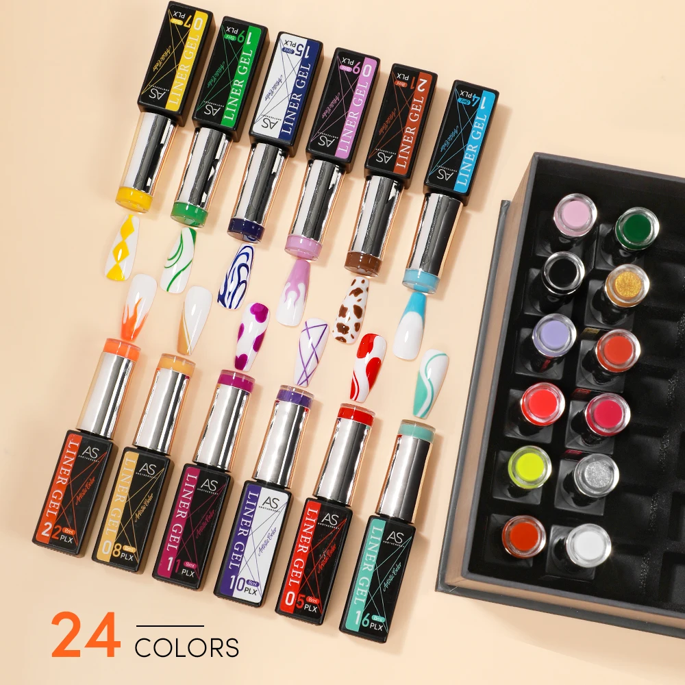 AS Solid Line Gel Nail Polish Not Set 24 Colors For Manicure Drawing Polish DIY Painting Varnish Pure Liner Nails Art Gel 3