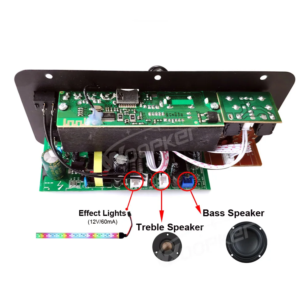 Amplifier Board Bluetooth AUX TF Card USB 30-120W for 8-12inch Speaker 110V 220V