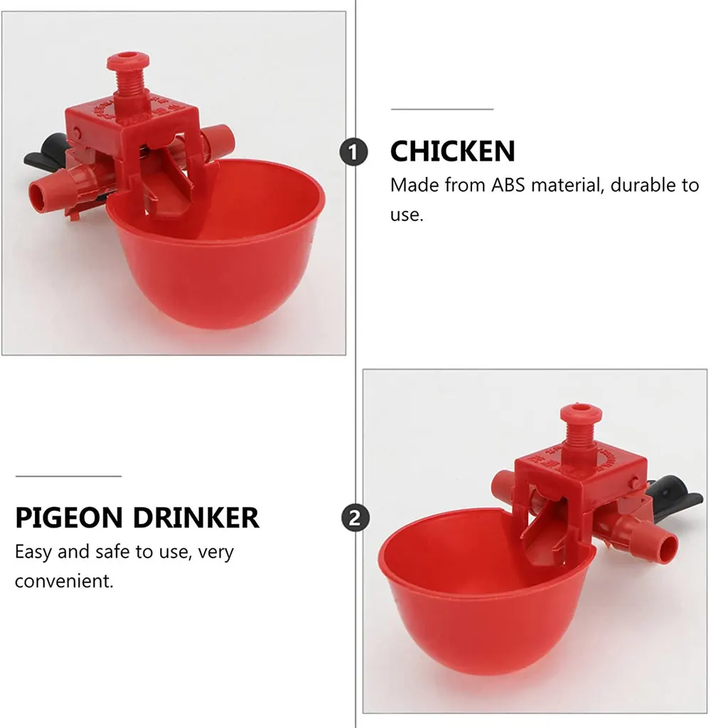Description Picture 6 of item5/10/20Pcs Chicken Waterer Quail Birds Drinking Bowls Watere for Chicken Coop Chick Nipple Drinkers Poultry Farm Animal Supplies