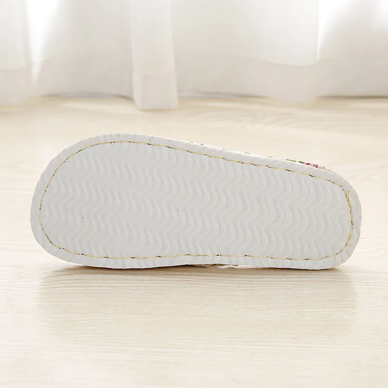Four Season Linen Home Slippers Women Autumn Indoor Casual Floral Slides Couples House Non-slip Sandals Adults Cartoon Cat Shoes 5