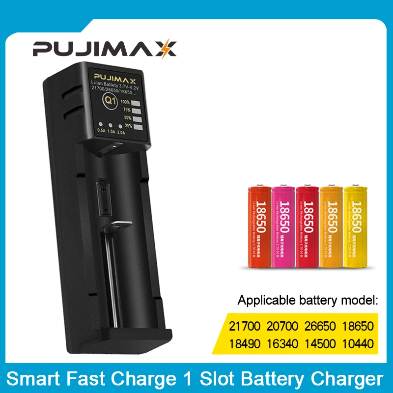 Battery Charger 18650 26650 21700 14500 26500 22650 Li-ion Rechargeable Smart Adjustable current