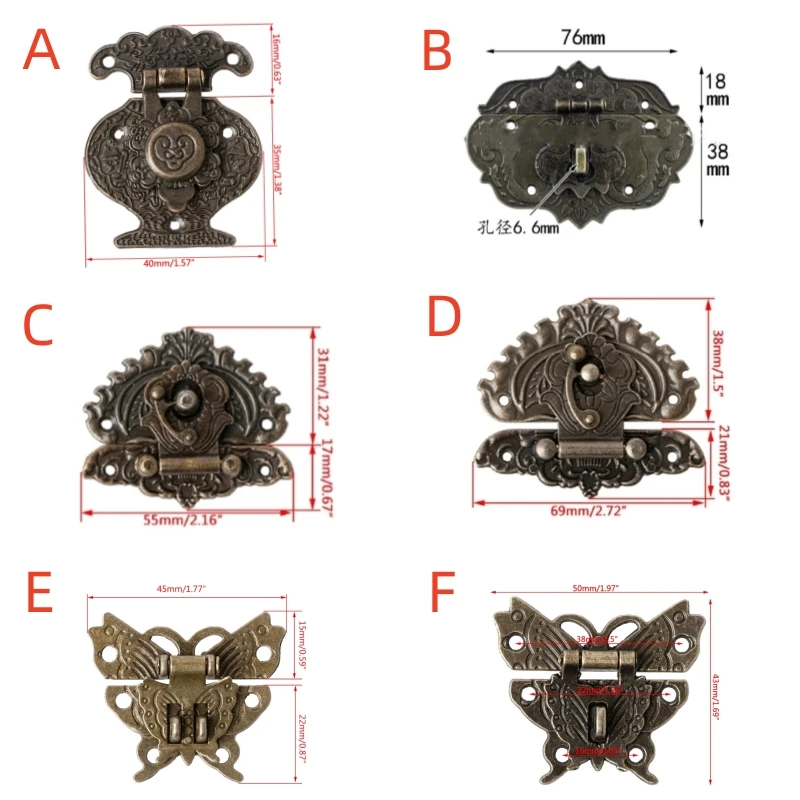 Antique Bronze Hasp Latch latch catch cabinet latch Jewelry Wooden Box Mini Cabinet Buckle Lock Decorative