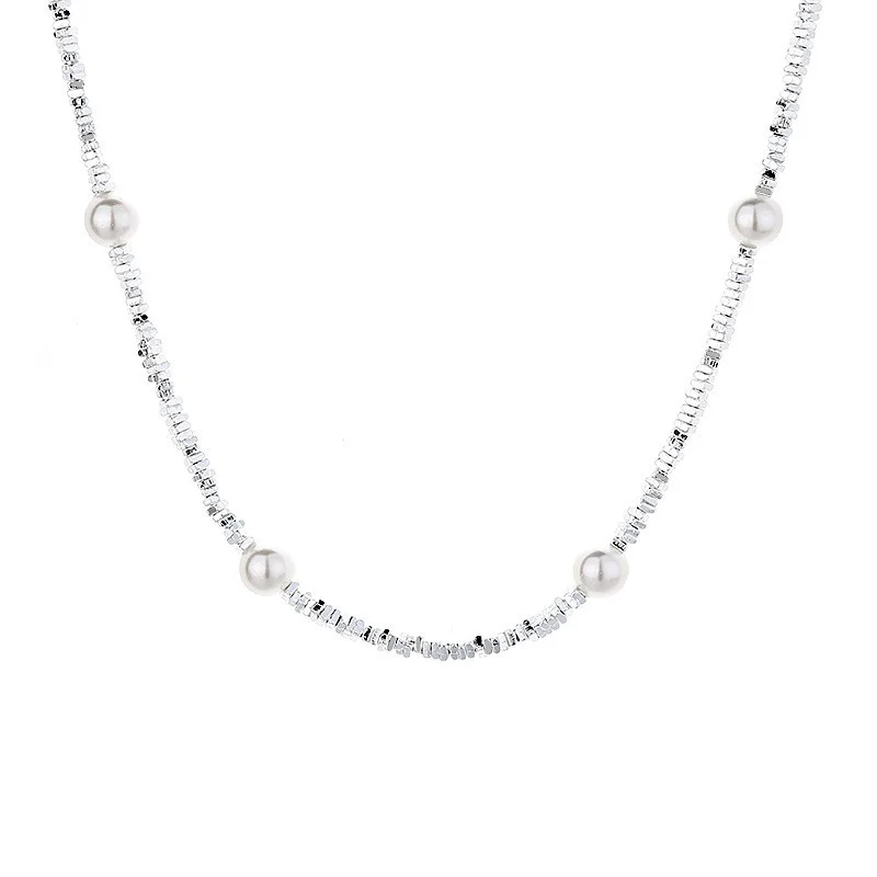 

509L ZFSILVER Fashion Trendy Retro Luxury Design Block Silver S925 Pearl Babysbreath Necklace For Women Jewelry Accessories Gift