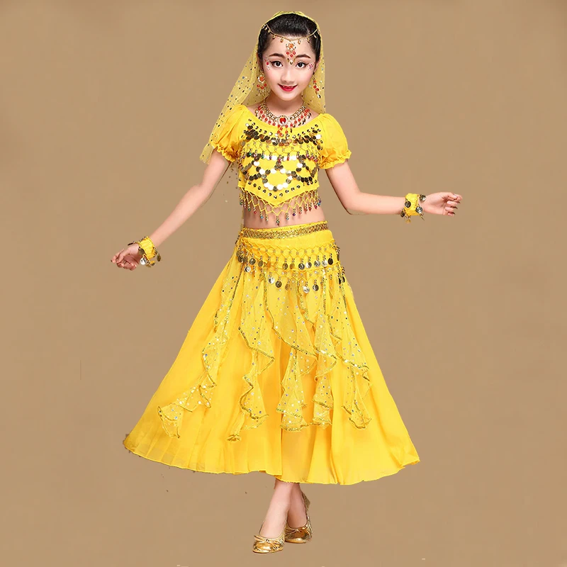

Child Belly Dance for Girls Indian Dance Costume Set Sari Bollywood Children Outfit Girl Belly Dance Performance Clothes Sets