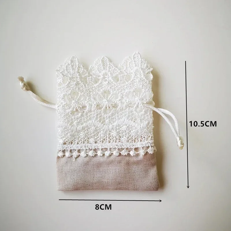 Birthday Candy Packaging Bag 10Pcs Lace Wedding Candy Bag European Brocade Bag Drawstring Embroidery Souvenir Gift Bag Jewelry
