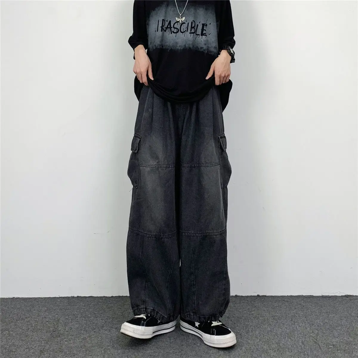 Autumn Fashion retro High Street hiphop Pants Straight Wide Leg Pants Women Casual Loose Big Pockets Cargo Jeans 2023 New