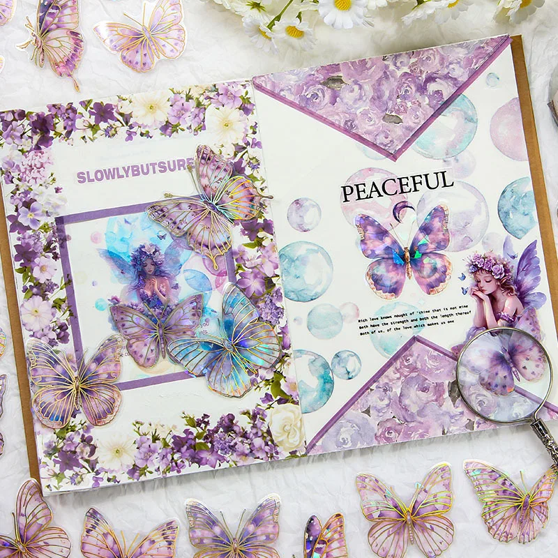 20PCS 빈티지 나비 PVC 스티커와 편지지 한국어 DIY 장식 재료 애완 동물 스티커