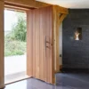 High quality modern wooden material entrance door customized pivot door for villa 1