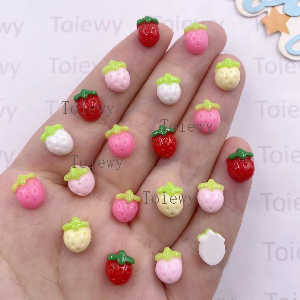 새로운 100pcs 수지 Kawaii 미니 다채로운 딸기 아트 네일 플랫 백 스톤 Applique DIY 스크랩북 귀걸이 장식 액세서리 공예