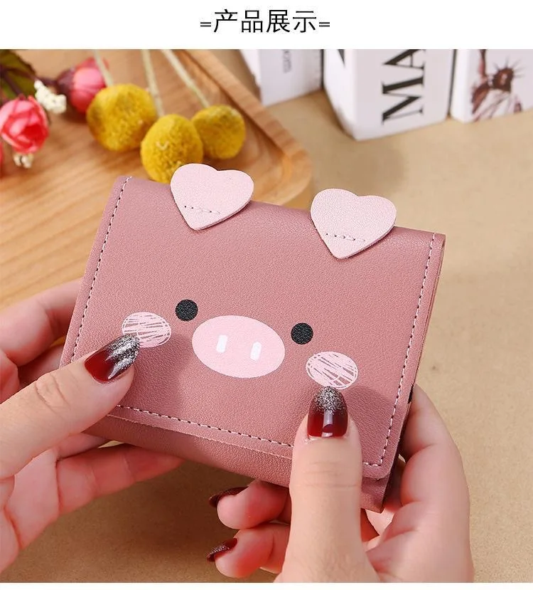 Frauen Mode Kurze Brieftasche Geldbörse für Frauen Kartenhalter Kleine Damen PU Leder Brieftasche Weibliche Zwei-fach Haspe Mini süße Clutch_voghion.com