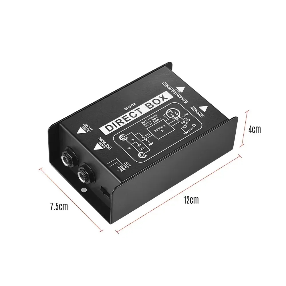Single Channel Passive DI-Box Direct Injection Audio Box Signal Converter XLR TRS Interfaces audio interface
