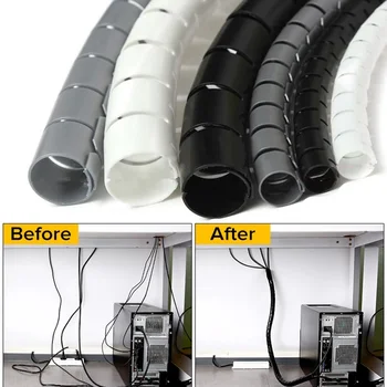 2M Flexible Spiral Cable Organizer Storage Line Protector Computer Wire Winding Protector Office Desk Tidy Cable Accessories