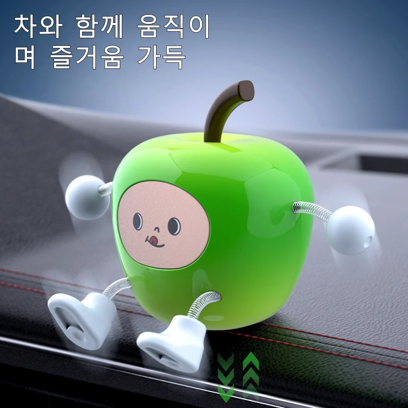 자동차 대시보드 사과 인형, 흔들리는 춤추는 피규어, 행운과 평안 장식품