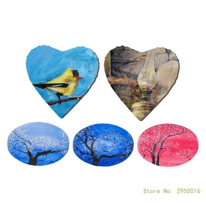 Blank Canvas Canvas Frame Round Oval Heart Shaped Stretched Painting Panel Boards Oil Paint Sketchpad