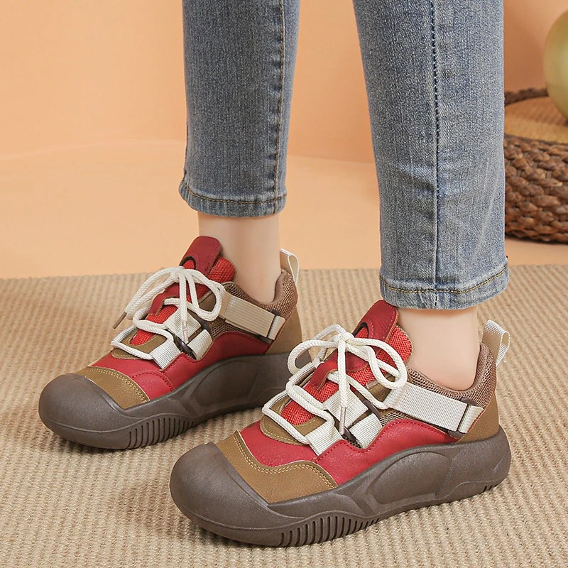

Shoes Female New Pu Leather Lace Up Winter Women's Vulcanized Shoes Lightweight Sports Shoes Round Toe Women's Casual Shoes
