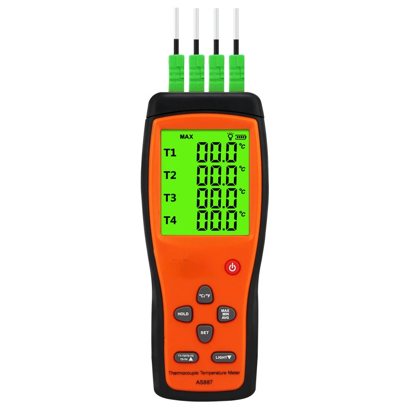 

AS887 Digital Four Channel Thermometer K-type Thermocouple Probe Thermometer