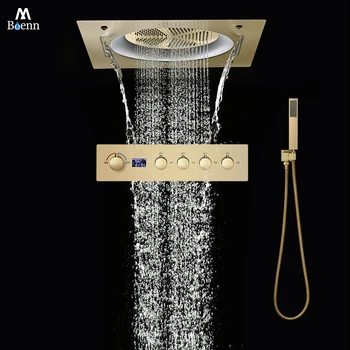 M Boenn Lussuoso sistema doccia con illuminazione a LED Deviatore doccia calda e fredda Soffione doccia per bagno Esperienza di docce a pioggia color lavanese 1