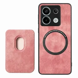 Deluxe 2-in-1 Detachable Leather Back Cover with Magnetic Charging Compatibility for Moto Edge 50 Neo (Pink)