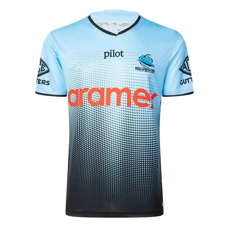 CRONULLA SHARKS MEN'S WARM UP TEE RUGBY JERSEY Size:S-5XL