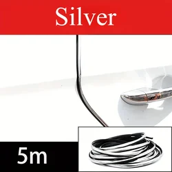 Universal Clear Chrome Car Door Edge Guards - 16ft U - Shape Rubber Seal Protector - 5m (Silver)