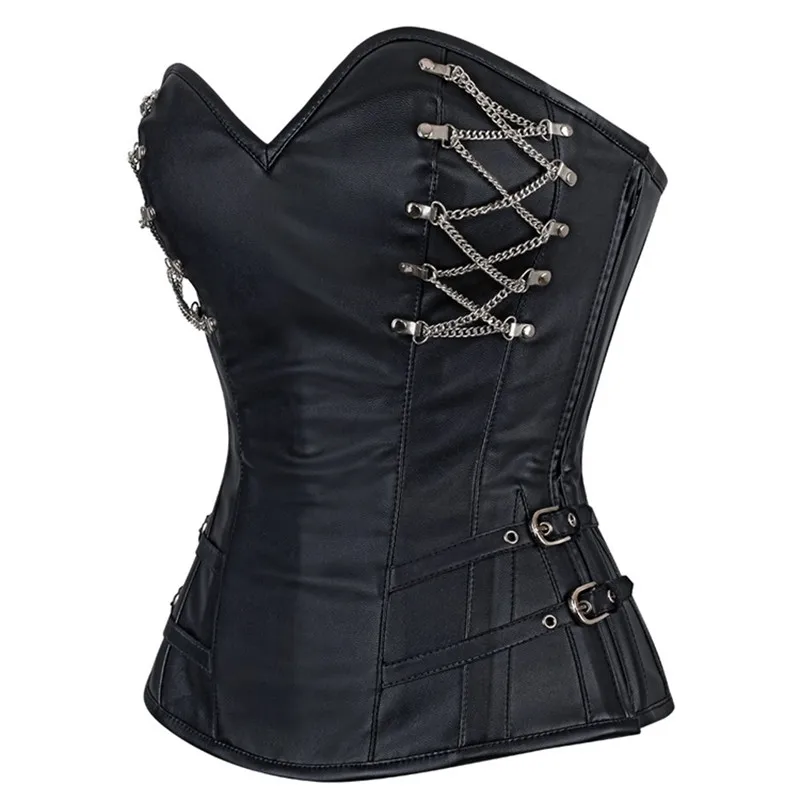 Corsets Bustiers for Women Overbust Corset Corselet Leather Bustier Boned Body Slimming Korset Sexy Gothic Corselet