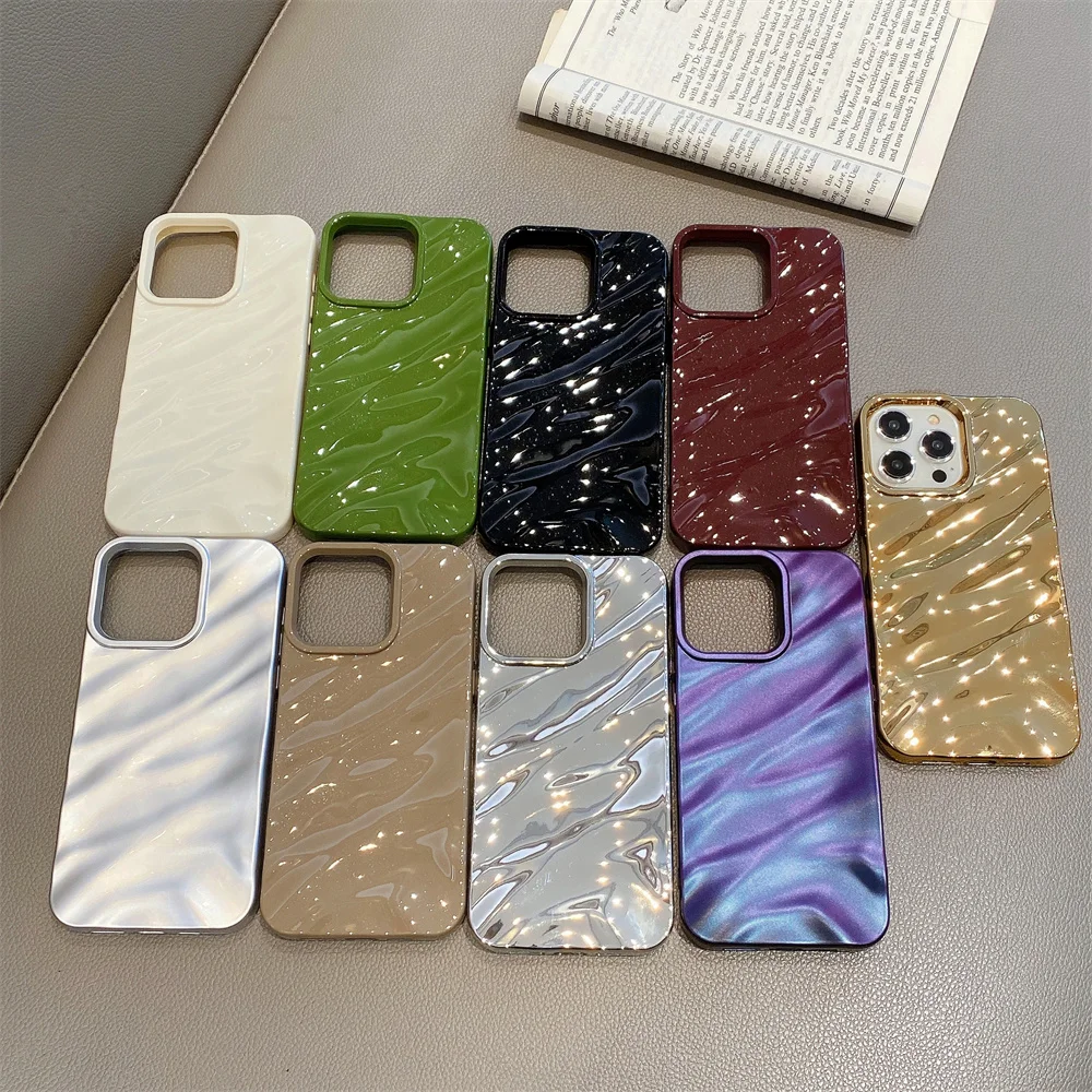 Glossy Solid Color Water Ripple 3D Wave Case