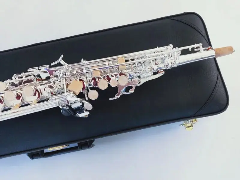 

straight sax S-902 B flat Music instrument silver Soprano Saxophone with mouthpiece.Accessories