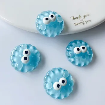 10Pcs Kawaii Cartoon Transparent Big Eye Cookies Resin DIY Shoes Hat Icebox Barrette Scrapbook Cream Glue Flat Back Resin - Thumbnail 5