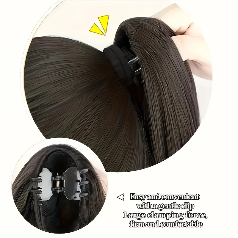 20inches Synthetic straight hair clip ponytail wig clip on a woman's ponytail hair extension wig natural black fake ponytail