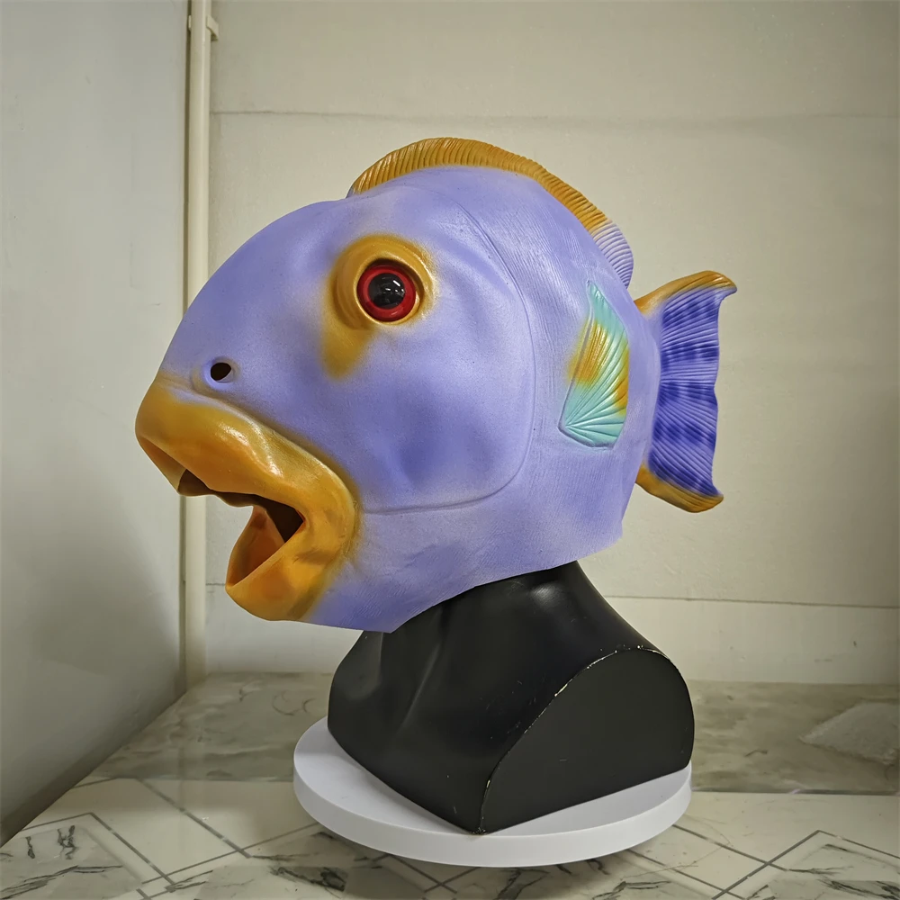 Animal Mask Tropical Fish Costume Funny Fish Head Mask Halloween Cosplay  Party Latex Animal Head Cover Children's Holiday Gifts - AliExpress, image size:1000x1000